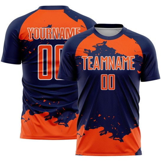 Sublimation Art Orange-White Soccer Navy Custom Abstract Uniform Fragment Jersey Sublimation Art Orange-White Soccer Navy Custom Abstract Uniform Fragment Jersey