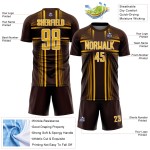 Jersey Uniform Lines Brown Gold-White Soccer Custom Sublimation Jersey Uniform Lines Brown Gold-White Soccer Custom Sublimation