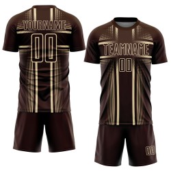 Sublimation Custom Jersey Lines Soccer Brown Uniform Cream Sublimation Custom Jersey Lines Soccer Brown Uniform Cream