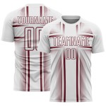 Custom Sublimation Jersey Soccer White Uniform Lines Burgundy Custom Sublimation Jersey Soccer White Uniform Lines Burgundy