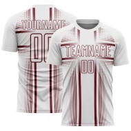 Custom Sublimation Jersey Soccer White Uniform Lines Burgundy