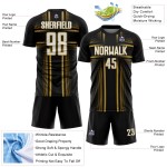 Sublimation Soccer Custom Gold Uniform White-Old Black Jersey Lines Sublimation Soccer Custom Gold Uniform White-Old Black Jersey Lines