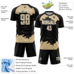 Gold-White Soccer Fragment Abstract Art Custom Black Vegas Jersey Uniform Sublimation Gold-White Soccer Fragment Abstract Art Custom Black Vegas Jersey Uniform Sublimation
