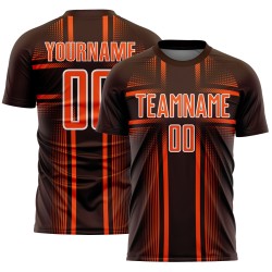 Orange-White Soccer Brown Sublimation Jersey Custom Uniform Lines