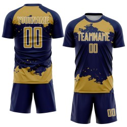 Navy Gold-White Abstract Jersey Old Uniform Art Fragment Sublimation Soccer Custom