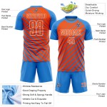 Powder Sublimation Jersey Lines Soccer Orange-White Uniform Blue Custom Powder Sublimation Jersey Lines Soccer Orange-White Uniform Blue Custom