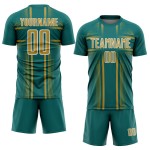 Uniform Sublimation Teal Jersey Soccer Gold-White Custom Old Lines Uniform Sublimation Teal Jersey Soccer Gold-White Custom Old Lines