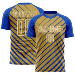 Soccer Jersey Lines Custom Old Sublimation Thunder Gold-White Blue Uniform