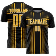 Black Soccer Lines Uniform Sublimation Jersey Gold-White Custom