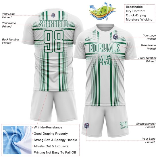 Uniform Soccer Lines Custom Sublimation Jersey Kelly White Green Uniform Soccer Lines Custom Sublimation Jersey Kelly White Green