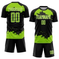 Art Abstract Neon Soccer Custom Jersey Black Green-White Fragment Sublimation Uniform Art Abstract Neon Soccer Custom Jersey Black Green-White Fragment Sublimation Uniform