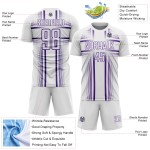 Soccer Sublimation White Uniform Purple Jersey Lines Custom Soccer Sublimation White Uniform Purple Jersey Lines Custom