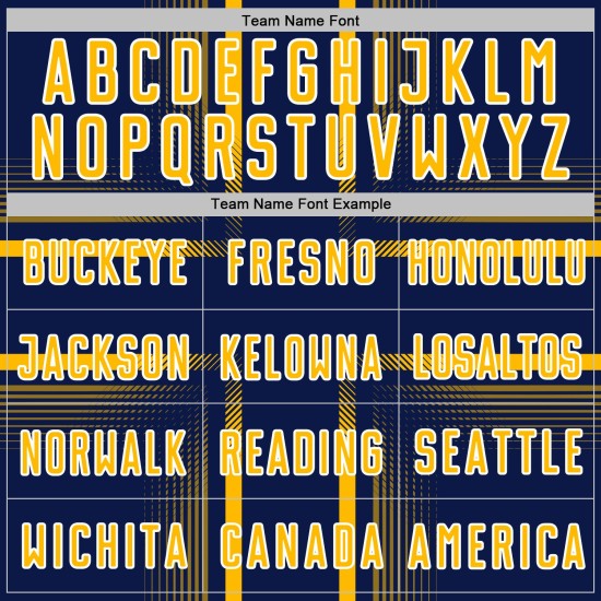 Gold-White Sublimation Navy Soccer Custom Lines Uniform Jersey Gold-White Sublimation Navy Soccer Custom Lines Uniform Jersey