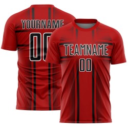 Black-White Red Lines Sublimation Uniform Custom Jersey Soccer