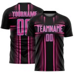 Custom Jersey Soccer Lines Pink-Light Sublimation Uniform Black Blue Custom Jersey Soccer Lines Pink-Light Sublimation Uniform Black Blue