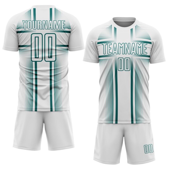 Soccer Lines Custom Uniform Sublimation White Teal Jersey Soccer Lines Custom Uniform Sublimation White Teal Jersey