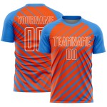 Powder Sublimation Jersey Lines Soccer Orange-White Uniform Blue Custom Powder Sublimation Jersey Lines Soccer Orange-White Uniform Blue Custom
