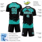 Fragment Black Jersey Uniform Aqua-White Soccer Abstract Custom Art Sublimation Fragment Black Jersey Uniform Aqua-White Soccer Abstract Custom Art Sublimation