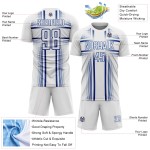 Lines Soccer Custom Royal Sublimation White Uniform Jersey Lines Soccer Custom Royal Sublimation White Uniform Jersey