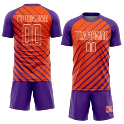 Lines Sublimation Jersey Uniform Custom Purple Soccer Orange-White