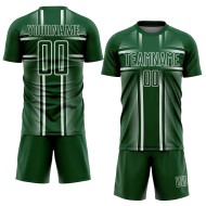 Jersey Soccer Uniform Green Custom Lines White Sublimation Jersey Soccer Uniform Green Custom Lines White Sublimation