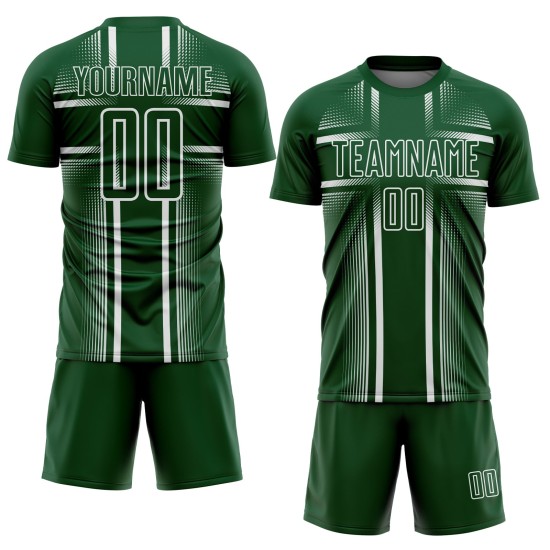 Jersey Soccer Uniform Green Custom Lines White Sublimation Jersey Soccer Uniform Green Custom Lines White Sublimation