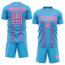 Uniform Lines Sublimation Jersey Sky Soccer Custom Blue Pink-White Uniform Lines Sublimation Jersey Sky Soccer Custom Blue Pink-White