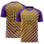 Old Gold-Black Purple Uniform Jersey Lines Custom Soccer Sublimation
