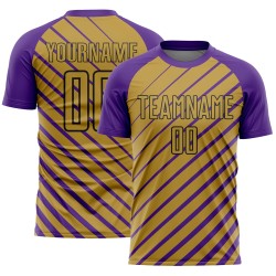 Old Gold-Black Purple Uniform Jersey Lines Custom Soccer Sublimation