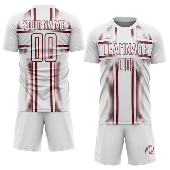 Custom Sublimation Jersey Soccer White Uniform Lines Burgundy Custom Sublimation Jersey Soccer White Uniform Lines Burgundy