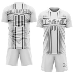 White Uniform Soccer Steel Lines Jersey Gray Sublimation Custom White Uniform Soccer Steel Lines Jersey Gray Sublimation Custom