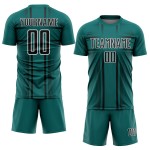 Jersey Teal Uniform Soccer Lines Sublimation Black-White Custom Jersey Teal Uniform Soccer Lines Sublimation Black-White Custom