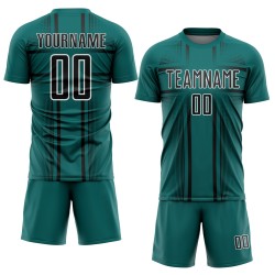 Jersey Teal Uniform Soccer Lines Sublimation Black-White Custom Jersey Teal Uniform Soccer Lines Sublimation Black-White Custom