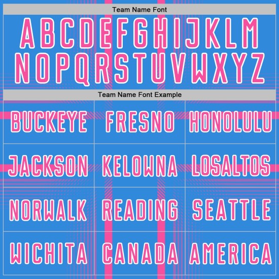 Pink-White Soccer Uniform Custom Jersey Sublimation Blue Powder Lines Pink-White Soccer Uniform Custom Jersey Sublimation Blue Powder Lines