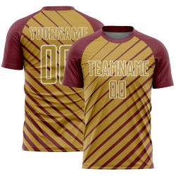 Soccer Uniform Burgundy Gold-White Old Lines Sublimation Jersey Custom