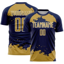 Navy Gold-White Abstract Jersey Old Uniform Art Fragment Sublimation Soccer Custom