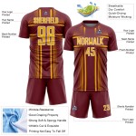 Sublimation Lines Jersey Gold-White Burgundy Soccer Custom Uniform Sublimation Lines Jersey Gold-White Burgundy Soccer Custom Uniform