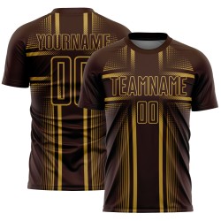 Sublimation Custom Old Lines Brown Soccer Jersey Gold Uniform