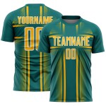 Lines Jersey Gold-White Custom Soccer Sublimation Uniform Teal