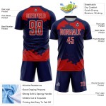 Uniform Soccer Navy Red-White Sublimation Jersey Fragment Custom Abstract Art Uniform Soccer Navy Red-White Sublimation Jersey Fragment Custom Abstract Art
