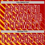 Jersey Sublimation Gold Red-White Lines Custom Soccer Uniform Jersey Sublimation Gold Red-White Lines Custom Soccer Uniform