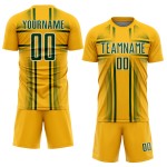 Jersey Sublimation Lines Green-White Soccer Uniform Custom Gold