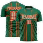 Custom Jersey Orange-White Green Uniform Lines Sublimation Soccer Kelly Custom Jersey Orange-White Green Uniform Lines Sublimation Soccer Kelly