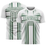 White Green Uniform Lines Custom Sublimation Soccer Jersey White Green Uniform Lines Custom Sublimation Soccer Jersey