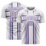 Soccer Sublimation White Uniform Purple Jersey Lines Custom Soccer Sublimation White Uniform Purple Jersey Lines Custom