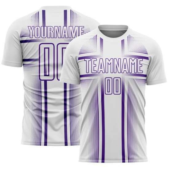 Soccer Sublimation White Uniform Purple Jersey Lines Custom Soccer Sublimation White Uniform Purple Jersey Lines Custom