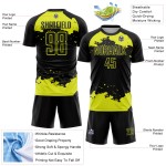 Black Sublimation Abstract Art Soccer Yellow Neon Fragment Jersey Uniform Custom Black Sublimation Abstract Art Soccer Yellow Neon Fragment Jersey Uniform Custom