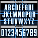 Uniform Blue Soccer Custom Jersey White-Powder Sublimation Black Lines Uniform Blue Soccer Custom Jersey White-Powder Sublimation Black Lines