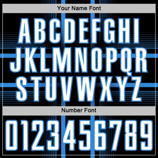 Uniform Blue Soccer Custom Jersey White-Powder Sublimation Black Lines Uniform Blue Soccer Custom Jersey White-Powder Sublimation Black Lines