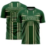 Lines Green Soccer Sublimation Jersey Cream Custom Uniform